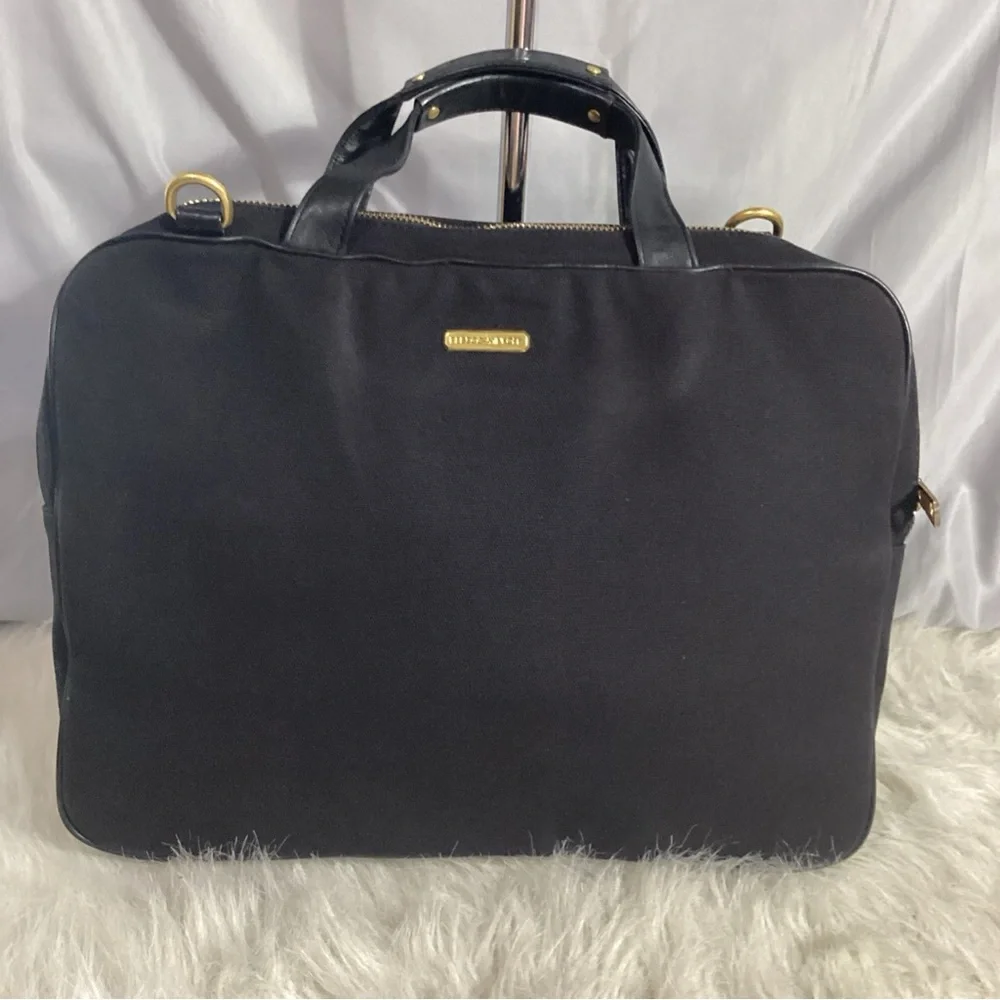 Rebecca Minkoff Eye Sight Chart Padded Black Canvas Messenger Laptop Shoulder Ba